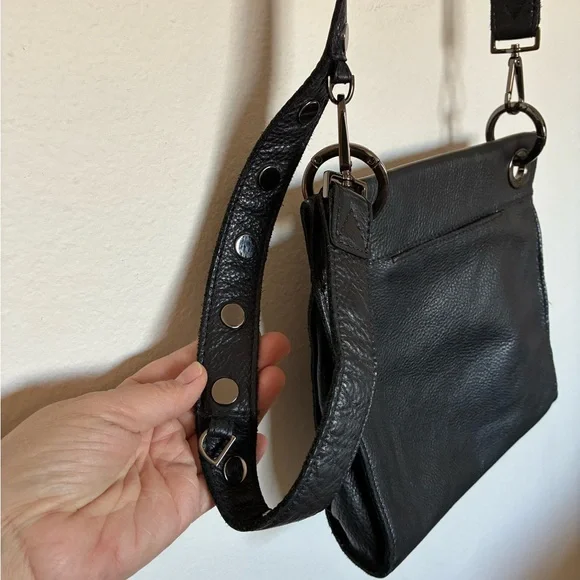 Hammitt Tony Medium Crossbody Studded Leather Bag in Black/Gunmetal - Picture 6 of 10